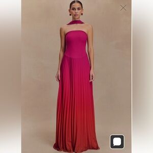 Meshki Caira Chiffon Scarf Maxi Dress - Ombre Dark Pink